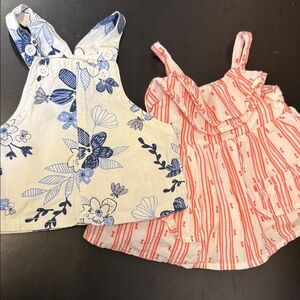 Carter's Blue Floral and Red Striped Camisoles